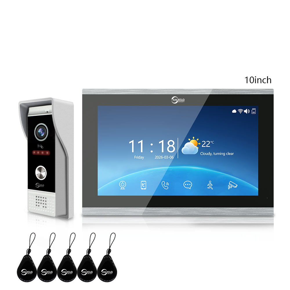Anjielo Smart 4-Wire Video Intercom SystemPhoto Frame Background Music MotionDetection with Infrared Night Vision 3 in 1 Video Intercom System
