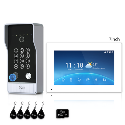 Anjielo 7/10 Inch Tuya 1080P Video Doorphone 4-Wire WiFi Smart Home Intercom System Waterproof Fingerprint Unlock