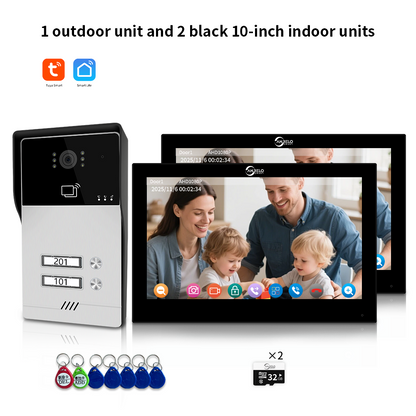 AnjieloSmart Newest Series of 4 Wired Tuya Wifi Video Intercom System Video Doorbell Card Unlock Suport 1/2/3/4 Unit for Apartment.
