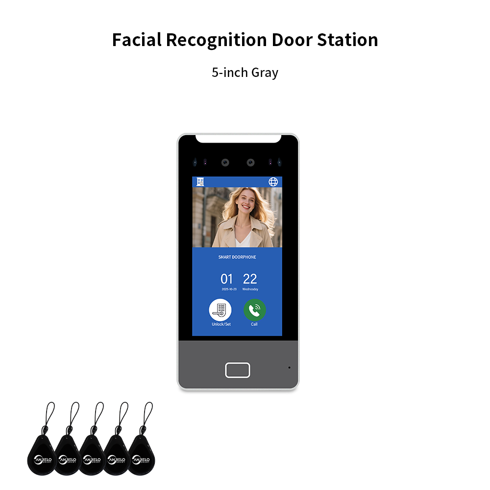 AnjieloSmart Newest Facial Recognition Video Intercom Multi-screen Display  IP AI Terminal For Multi-Apartment