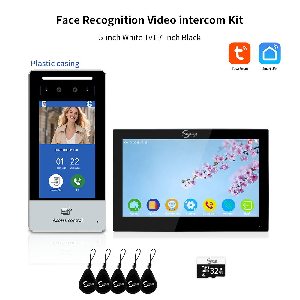 AnjieloSmart Newest Facial Recognition Video Intercom Multi-screen Display  IP AI Terminal For Multi-Apartment