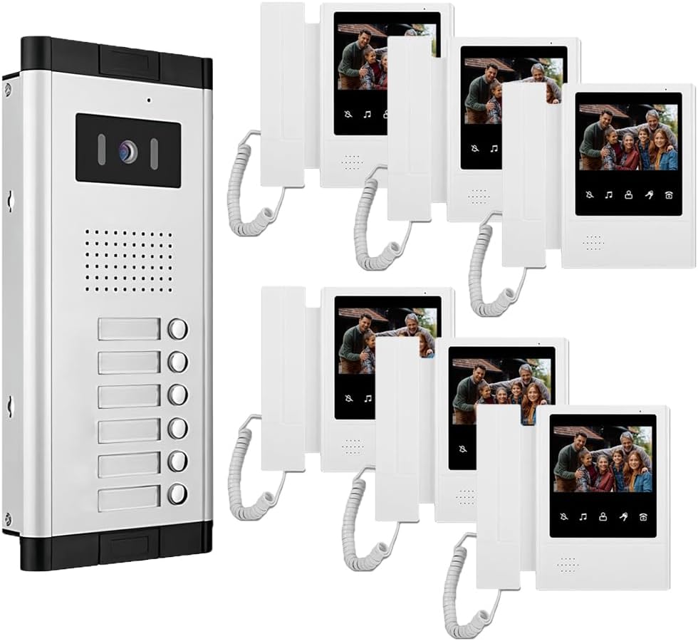 Multi-family Apartment Intercom System 2/3/4/6/8/10/12 Units 4.3 Inch Monitor Indoor Outdoor Video Doorbell ID Card Unlock