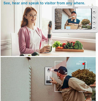 Anjielo Video Apartment Intercom System, 7 inch Monitor Wired Video Door Phone Kit,Indoor Outdoor Video Doorbell