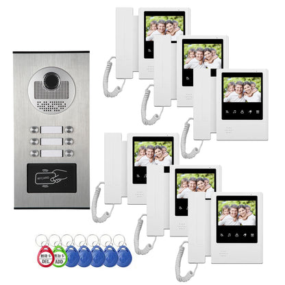 Building Visual Intercom RFID Unlock Night Vision & 2-Way Audio RFID Camera with 2/3/4/6/8/10/12 Monitor Doorphone