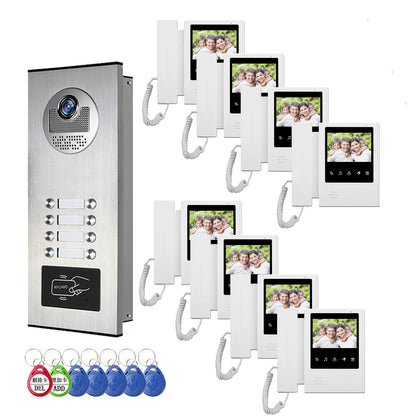 Building Visual Intercom RFID Unlock Night Vision & 2-Way Audio RFID Camera with 2/3/4/6/8/10/12 Monitor Doorphone