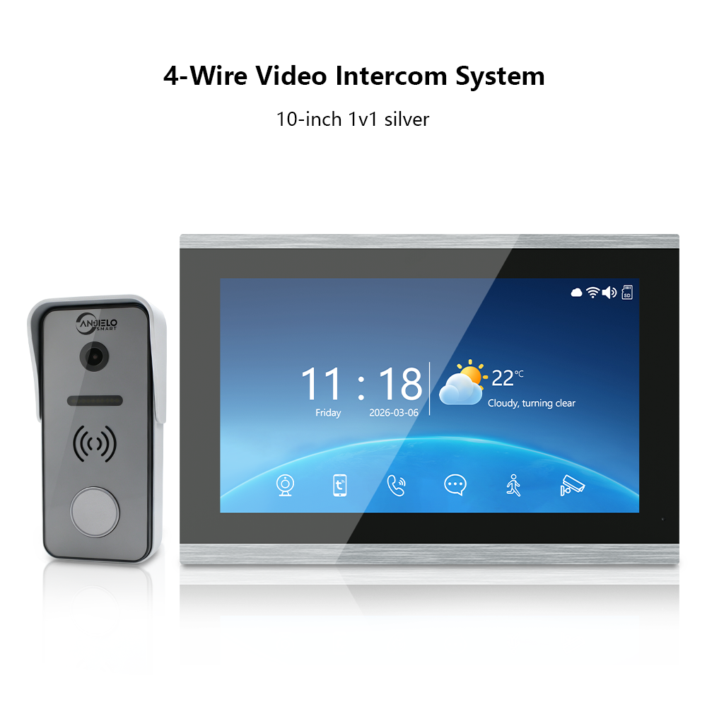 Anjielo 4-Wire 1080P Video Intercom System – 7"/10" Touch Monitor with Digital Photo Frame, Two-Way Audio,  for Villa, Apartment & Home Office