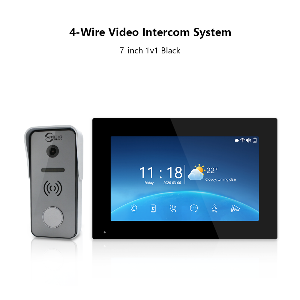 Anjielo 4-Wire 1080P Video Intercom System – 7"/10" Touch Monitor with Digital Photo Frame, Two-Way Audio,  for Villa, Apartment & Home Office