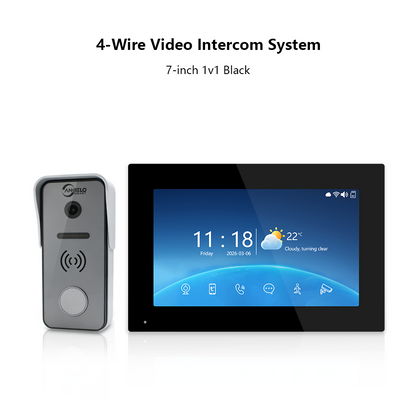 Anjielo 4-Wire 1080P Video Intercom System – 7"/10" Touch Monitor with Digital Photo Frame, Two-Way Audio,  for Villa, Apartment & Home Office