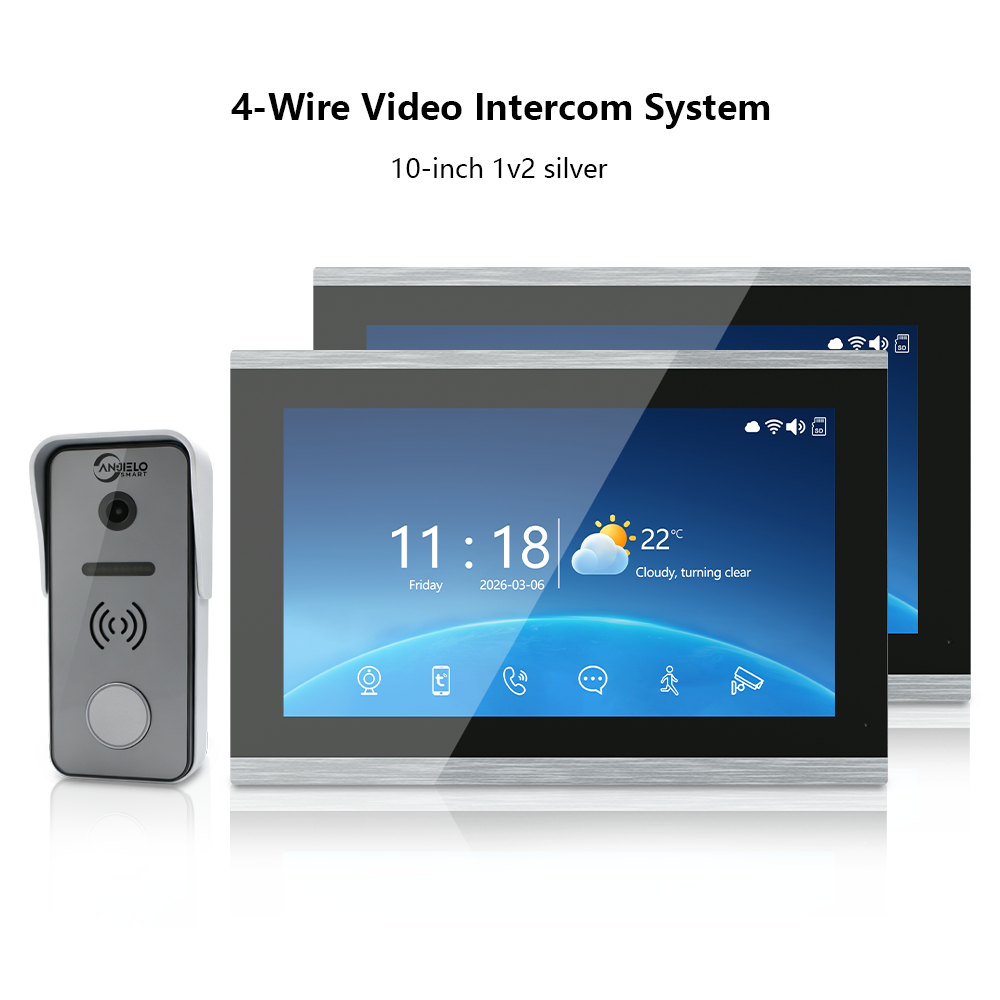 Anjielo 4-Wire 1080P Video Intercom System – 7"/10" Touch Monitor with Digital Photo Frame, Two-Way Audio,  for Villa, Apartment & Home Office