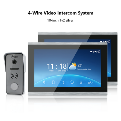 Anjielo 4-Wire 1080P Video Intercom System – 7"/10" Touch Monitor with Digital Photo Frame, Two-Way Audio,  for Villa, Apartment & Home Office