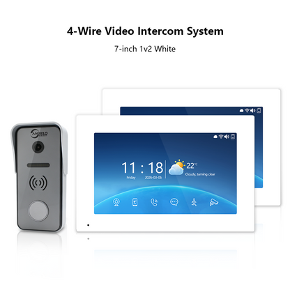 Anjielo 4-Wire 1080P Video Intercom System – 7"/10" Touch Monitor with Digital Photo Frame, Two-Way Audio,  for Villa, Apartment & Home Office