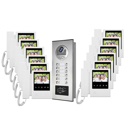 Anjielo 4.3'' Home TFT Wired Video Intercom Doorbell System RFID Camera with 3 Monitor+Exit Button+ Electric Lock + Door Access System