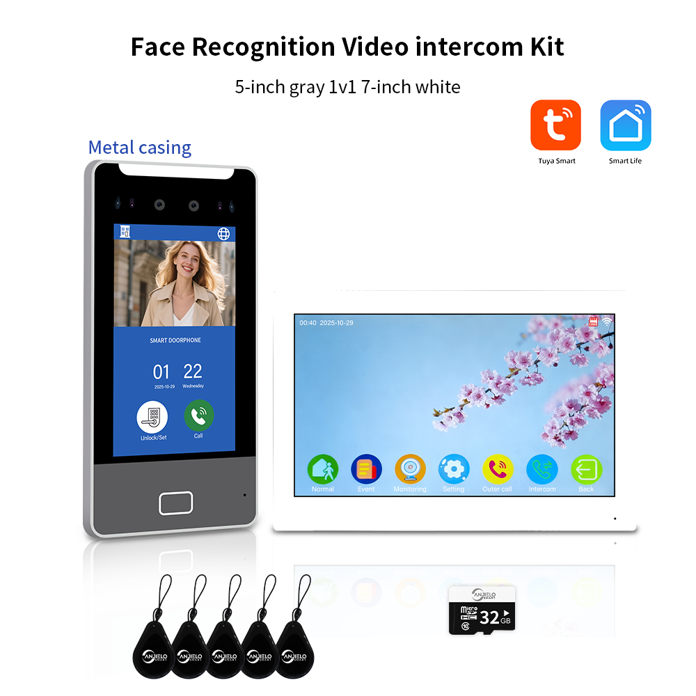 AnjieloSmart Newest Facial Recognition Video Intercom Multi-screen Display  IP AI Terminal For Multi-Apartment