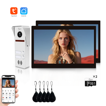 Anjielo Smart Full Touch Screen Anjielo WiFi Video Intercoms - Tuya Smart 7/10 Inch Intercom for Two Doors with 1080p Resolution and 160° Viewing Angle