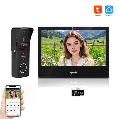 AnjieloSmart Tuya 10 Inch Touch Screen Indoor Surveillance 1080P 160° Wide Angle Doorbell Camera Video Intercom System for Villa