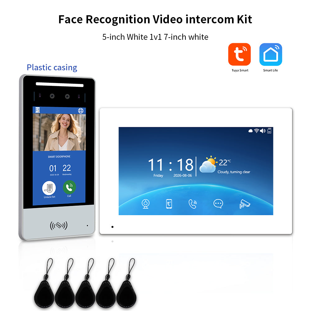 Anjielo Tuya 3D AI Facial Recognition Video Intercom, 5 Ways Unlock Villa Multi-Family Video Door Phone