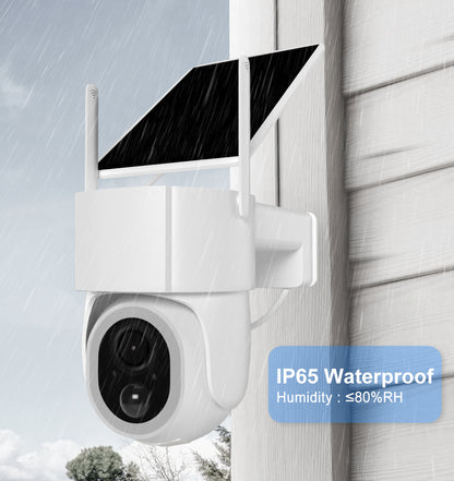 AnjieloSmart Solar Security 1.5-inch PTZ camera Camera Wireless Outdoor - 360° Full-Color Night Vision, PIR Human Detection and IP65, Works with Alexa/Google
