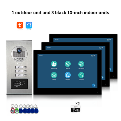 AnjieloSmart Newest Building Video Intercom System Tuya Wifi 1080P with 7/10 Inch Monitor for Multi Apartment