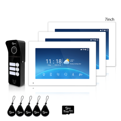 Anjielo Smart 4-Wire Tuya Video Intercom System 7/10 Inch Touch Screen Multi Family Video Door Phone 1080P IR Night Vision RFID Card Unlock