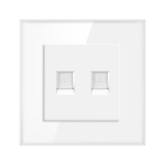 AnjieloSmart 2-Port Network Upgrade Kit EU 86-Type Flush Mount Wall Plate with CAT6 Gigabit Ethernet Sockets