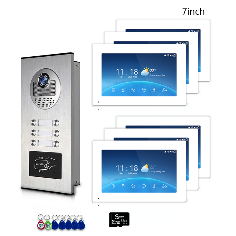 Anjielo 7 Inch 4-Wire Screen Villa Apartment Tuya Smart Life  Motion Detection Video Intercom System