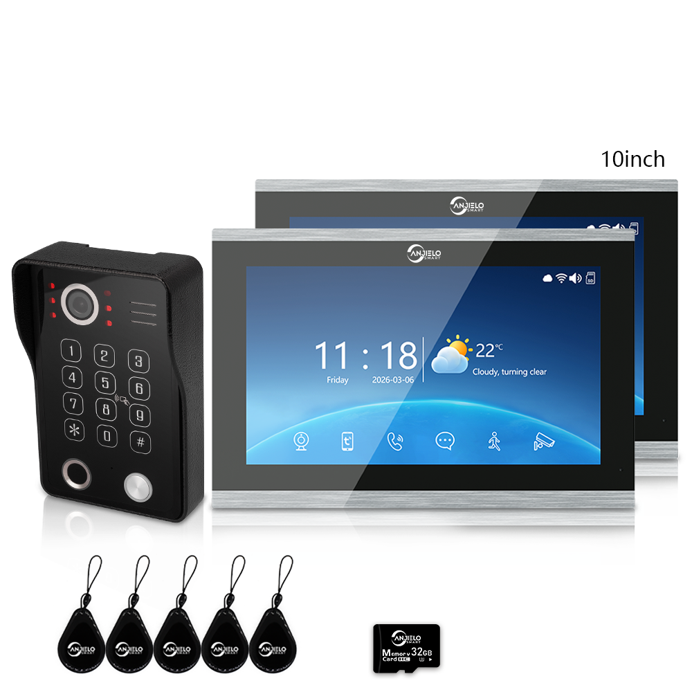 Anjielo 1080P Villa Video Intercom Tuya Smart IP65 Waterproof  4 Wire 5-in-1 Unlocking Video Intercom System