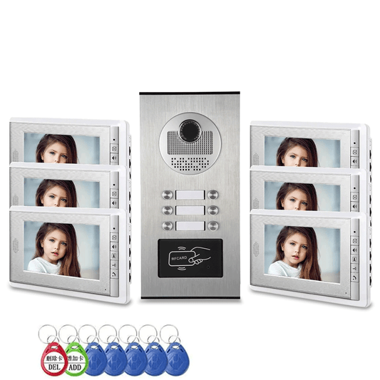 Anjielo apartment intercom system 7-inch video doorbell intercom kit aluminum alloy camera can be equipped with 2/3/4 intercom system