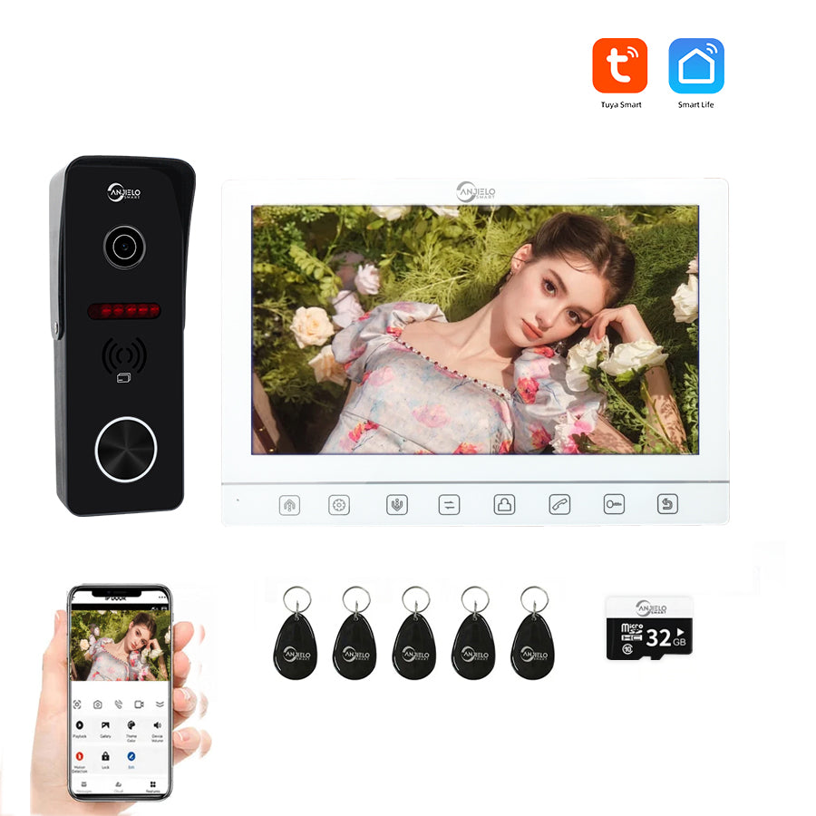 AnjieloSmart 1080P Tuya WIFI Video Intercom 7 inch Monitor For Home Residencial Video Doorbell Camera Tuya Video Intercoms For Apartment Villa Home