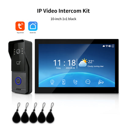 Anjielo Tuya IP Video Intercom System, 1080P Villa Video Door Phone with Remote Unlock, Infrared Night Vision, Motion Detection