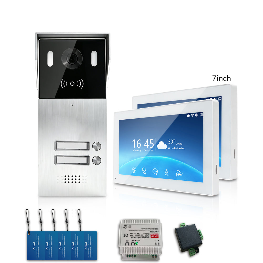 Anjielo Smart 2-Wire Multi-Tenant Video Intercom System Tuya APP Remote Unlock Wired Video Door Phone for Apartment Townhouse