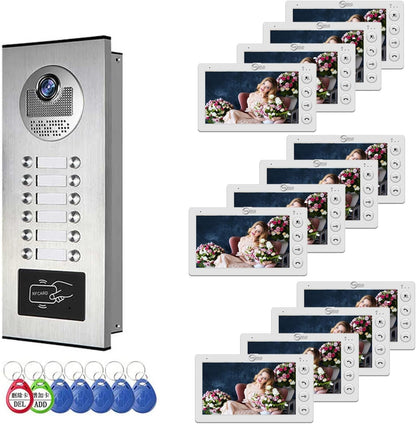 Anjielo Video Apartment Intercom System, 7 inch Monitor Wired Video Door Phone Kit,Indoor Outdoor Video Doorbell