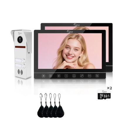 AnjieloSmart 7-Inch Smart Touchscreen Video Door Phone with 1080P HD Camera & Night Vision - 2-Door Intercom System for Homes, Villas and Apartments