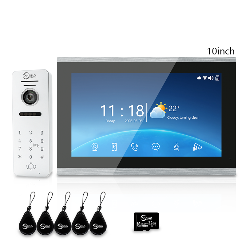 Anjielo 7 Inch 10 Inch Touch Monitor 4 Wire Tuya Video Intercom System Tuya Smart Life APP For Villa Home Security