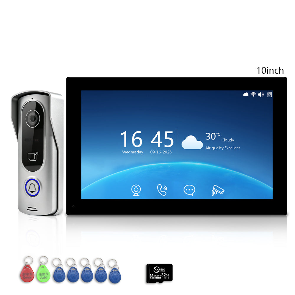 Anjielo Smart 2-Wire Two Way Audio Video Intercom System, 7/10 Inch Touch Monitor, Tuya App Remote Unlock  Home Security Door Phone