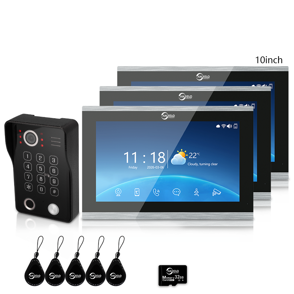 Anjielo 1080P Villa Video Intercom Tuya Smart IP65 Waterproof  4 Wire 5-in-1 Unlocking Video Intercom System