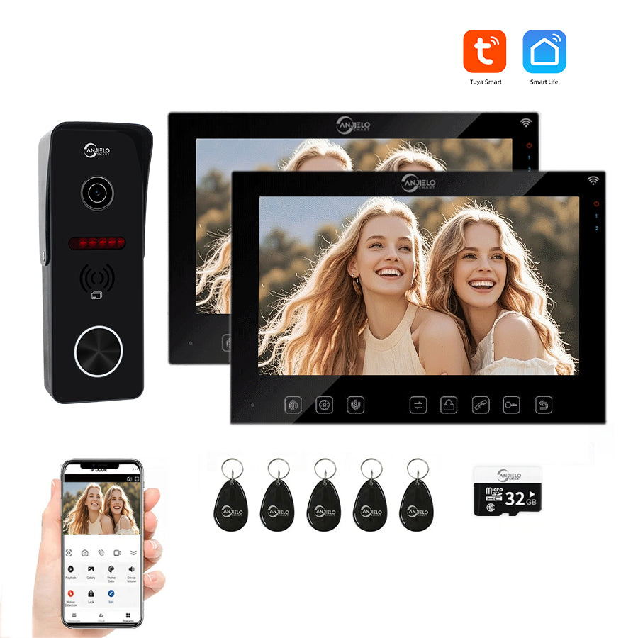 AnjieloSmart Tuya Wifi 7 inch Monitor Video Doorbell Video Door Phone Intercom System Access Control Camera Smart Apartment IC card unlocking