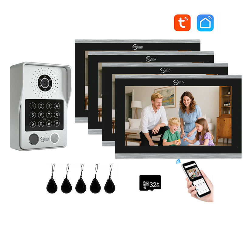 Anjielo Smart Advanced 4 Wired Smart Video Intercoms System Door Access Control Device with Clear Audio & Visual Connectivity Support IP Camera
