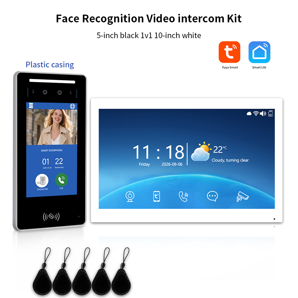 Anjielo Tuya 3D AI Facial Recognition Video Intercom, 5 Ways Unlock Villa Multi-Family Video Door Phone