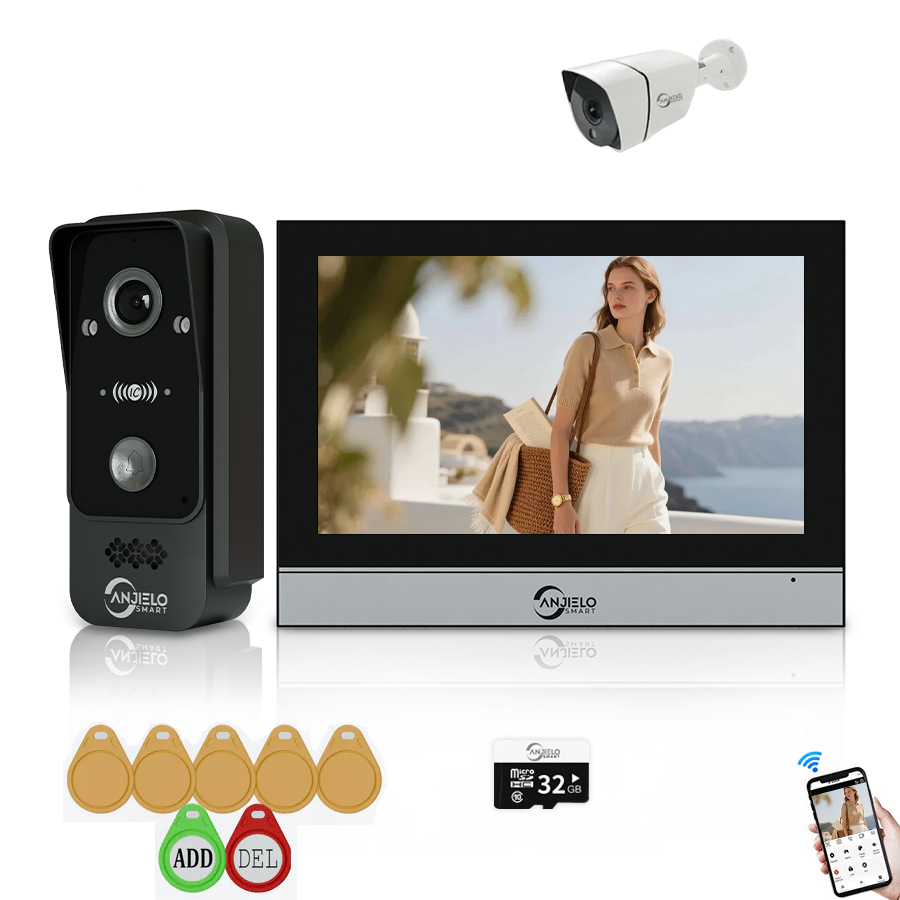 Anjielo Smart Tuya WiFi Doorbell Video Intercom System with 1080P HD Resolution and CCTV Security System for Villa.