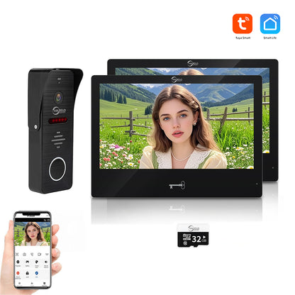 AnjieloSmart Tuya 10 Inch Touch Screen Indoor Surveillance 1080P 160° Wide Angle Doorbell Camera Video Intercom System for Villa
