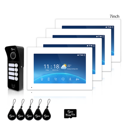 Anjielo Smart 4-Wire Tuya Video Intercom System 7/10 Inch Touch Screen Multi Family Video Door Phone 1080P IR Night Vision RFID Card Unlock
