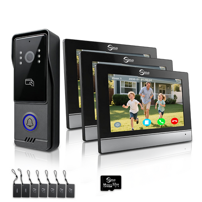 AnjieloSmart Latest Video Door Phone Access Control System - 1080P HD, IC Card & NFC Unlock, 7/10-inch Touchscreen Indoor Monitor, Tuya App Support