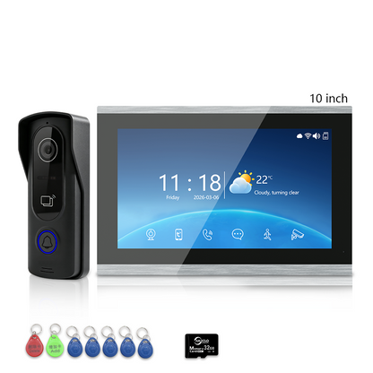 4-Wire Tuya Smart Video Intercom Kit, 7/10 Inch Touch Indoor Monitor, RFID Card & App Remote Unlock Villa Door Phone