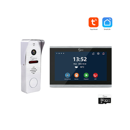 Anjielo Tuya Wifi Intercom Tuya Smart Home Wired Video Doorbell System 1080P Touch Screen 148° Doorbell Camera with Night Vision