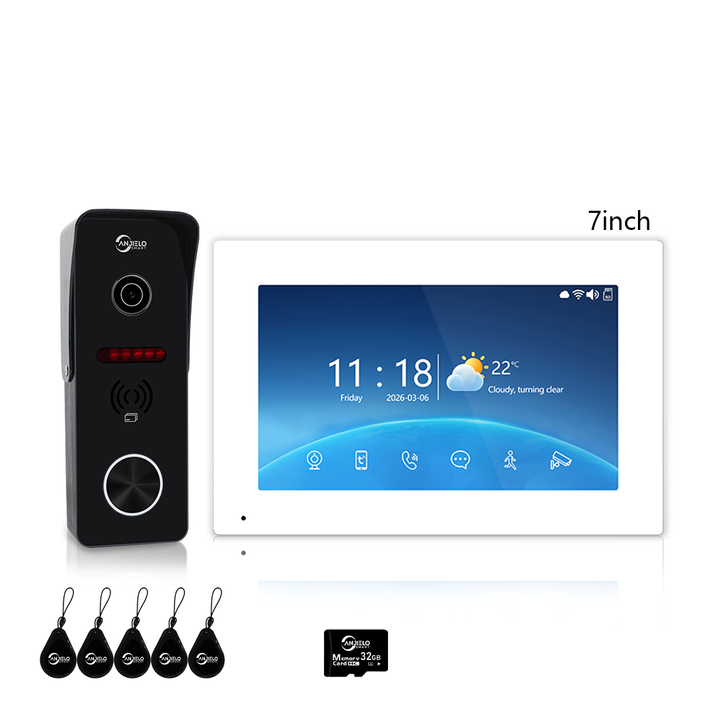 3 in 1 WiFi Smart Unlock RFID Card for Home Villa 32G Video Doorbell Office Intercom with Anti-Peep Keypad & Auto-Lock Function