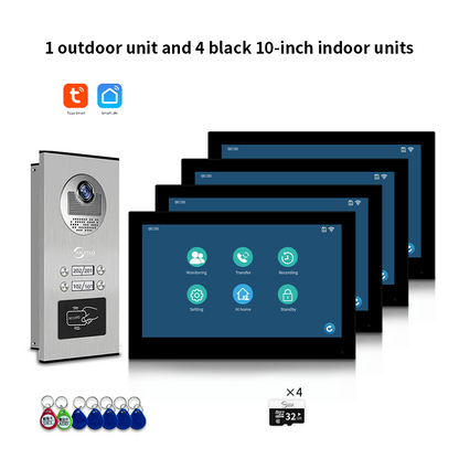 AnjieloSmart Newest Building Video Intercom System Tuya Wifi 1080P with 7/10 Inch Monitor for Multi Apartment