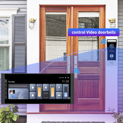 Anjielo 12-inch IPS display with a resolution of 1920*720, a smart home control screen for home scene linkage and remote automatic control by mobile phone.