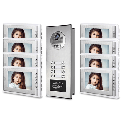 Anjielo apartment intercom system 7-inch video doorbell intercom kit aluminum alloy camera can be equipped with 2/3/4 intercom system