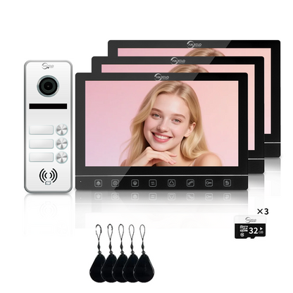 AnjieloSmart 7-Inch Smart Touchscreen Video Door Phone with 1080P HD Camera & Night Vision - 2-Door Intercom System for Homes, Villas and Apartments