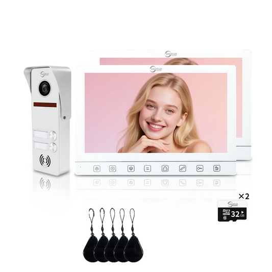 AnjieloSmart 7-Inch Smart Touchscreen Video Door Phone with 1080P HD Camera & Night Vision - 2-Door Intercom System for Homes, Villas and Apartments